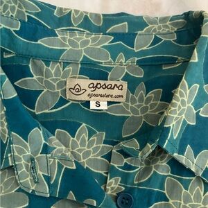Apsara Teal Lotus Print Tunic/Dress – Size Small